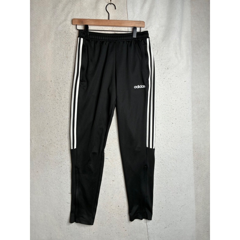 Adidas Aeroready Black Track Pants White Stripe Tapered Ankle Zip Mens Small